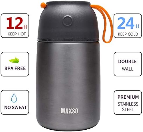 MAXSO 2 Pack Soup Thermo for Hot & Cold Food for Kids Adults, Vacuum