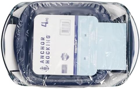Anchor Hocking 4-Piece Baking Dish Set with Blue Lids