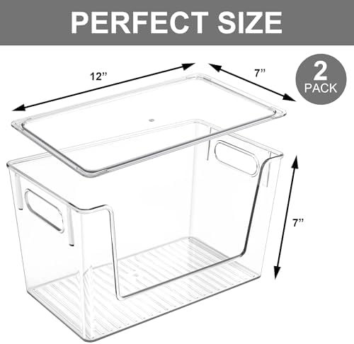 2 Pack Stackable Storage Bins with Open Front, Clear