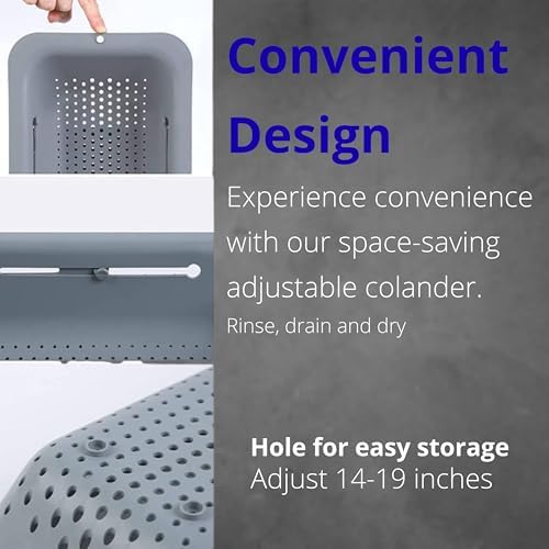 Extendable Sink Colander Strainer Basket, Over the Sink Collapsible