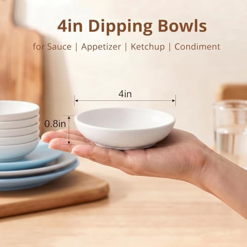 4 Inch Dipping Bowls Set 8PCS, Unbreakable Dipping Sauce Cup(White)