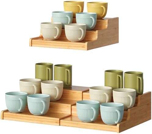 Hongtamoya 3-Tier Expandable Bamboo Mug Holder