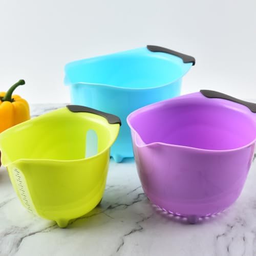 OUNONA L 2l 1l Mixing Bowls with Lids, Nesting Fruit Vegetable Wash