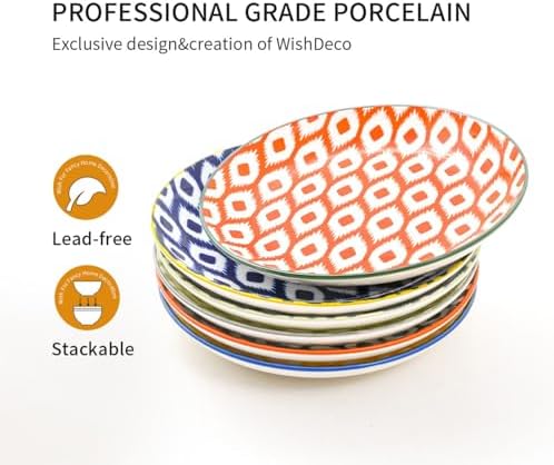 WishDeco Small Dessert Plates Set of 6, Ceramic Appetizer Plates