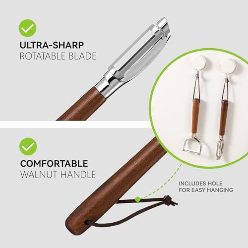 Vegetable Peeler Set, 2-Pack, Walnut Wood Handles, Straight & Y