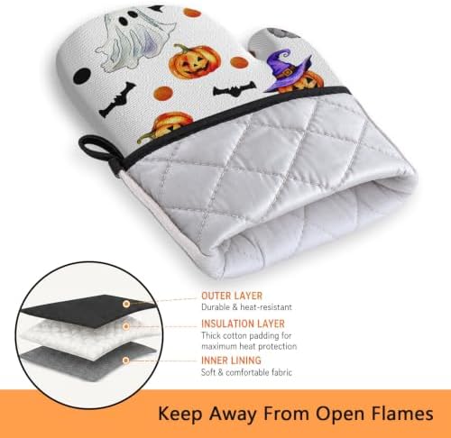 Halloween Spooky Ghost Oven Mitt and Pot Holder Set, 4PC