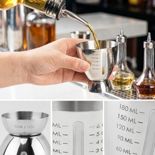 Stainless Steel Cocktail Measuring Jigger with 1-6oz and 30-180ml