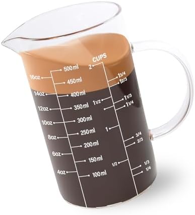 Newness Glass Measuring Cup with Handle, 500 ML (16 Oz, 2 Cup)