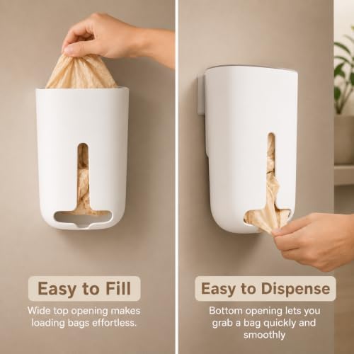 Plastic Bag Holder, Wall Mount Grocery Bag Dispenser