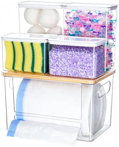 iCASA 5 in 1 Trash Bag Holder Dispenser Dishwasher & Laundry Pods