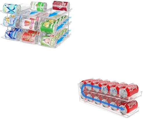 Can Organizer for Pantry Stackable AND Rolling Soda Can Dispenser for