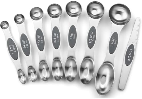 Magnetic Measuring Spoons Set, 9-Piece Stainless Steel Measuring Spoon