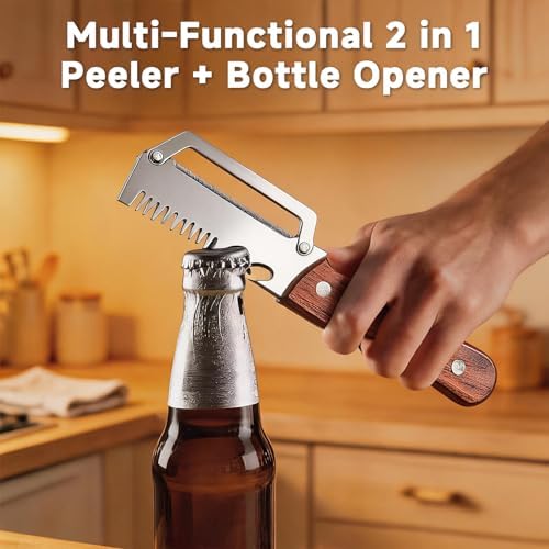 2026 Upgrade Multifunctional Stainless Steel Peeler,2Pcs Wooden handle