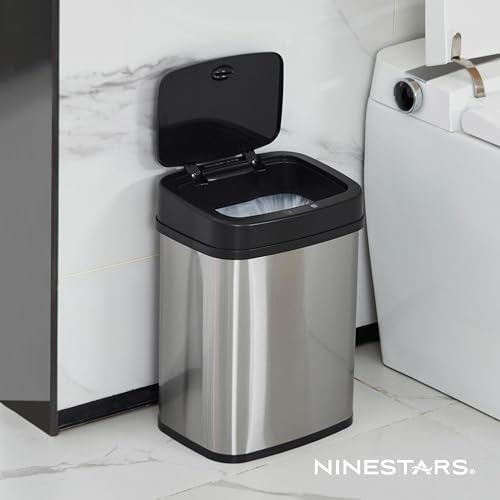 Ninestars Automatic Trash Can, 3 Gallon, Black