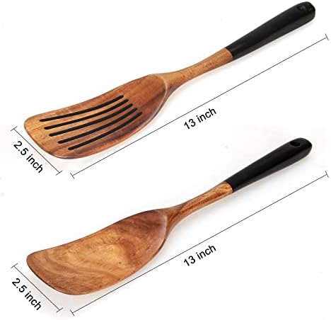 Wooden Spatula Set for Cooking Spoon Non Toxic Teak Kitchen Utensils