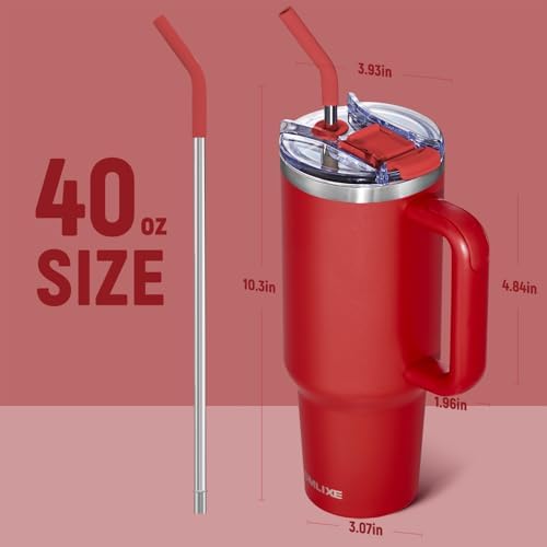 40 oz Tumbler with Handle and Straw Lid,Insulated Reusable Stainless