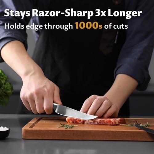 OAKSWARE Steak Knives Set of 4, 5 Inch Non Serrated Knife, Full Tang