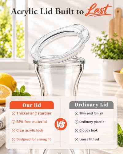 Set of 2 Glass Juice Pitcher, 1 Liter Juice Carafe for Mimosa Bar