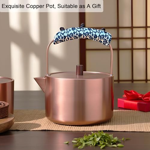 YJX Pure Copper Stovetop Tea Kettle, 1500ml