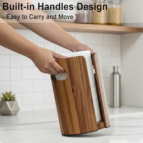 Acacia Wood Paper Towel Holder, Countertop