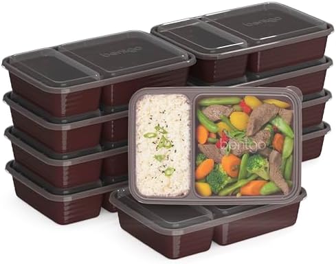 Bentgo Prep 2-Compartment Meal Prep Containers with Lids, 20 Piece Set