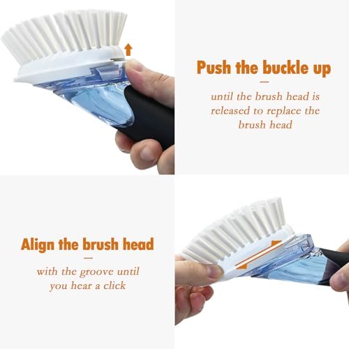 RIMAY Soap Dispensing Dish Brush Set with 2 Refills
