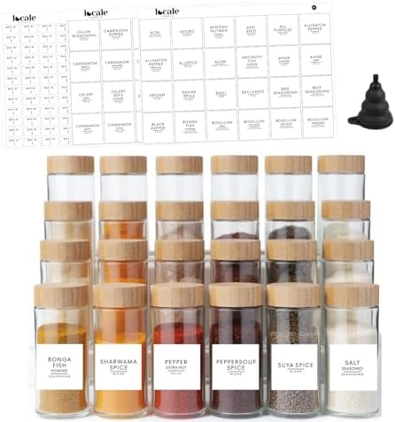 24 Round Glass Jars 120ml with Bamboo & Shaker Lids & Nigerian Spice