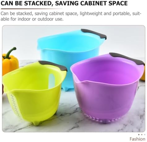 OUNONA L 2l 1l Mixing Bowls with Lids, Nesting Fruit Vegetable Wash