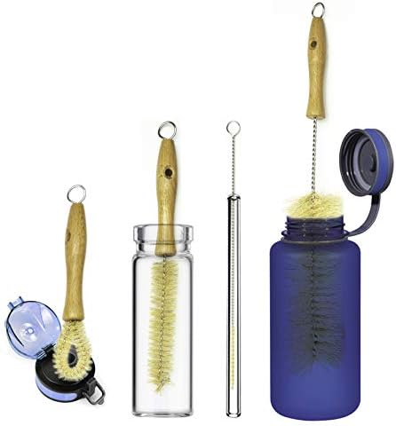 All Natural Bottle Brush and Straw Set (NO Plastic) Sisal Bristles and