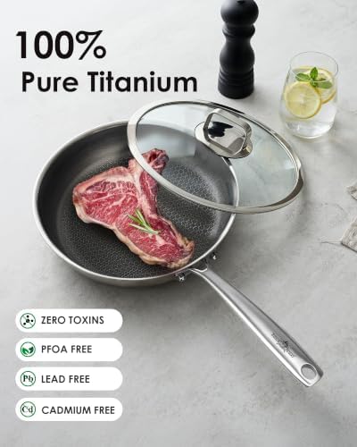 12 Inch Nonstick Frying Pan with Lid,Titanium Frying Pan,non-stick