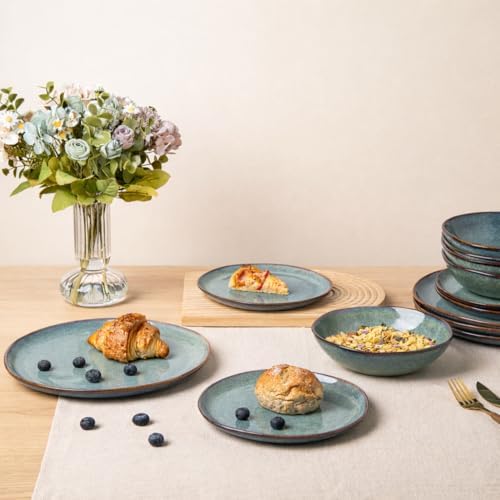 AmorArc Ceramic Dinnerware Sets for 8, 24Pcs Plates and Bowls Sets Dishes