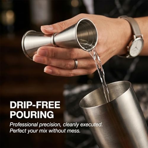 Cocktail Jigger & Strainer for Bartending, Food-Grade 304 Stainless