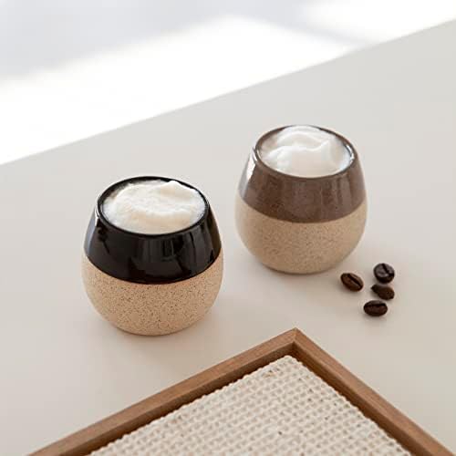 Ceramic Espresso Cups Set of 4, 4.5oz capacity - Small Modern Coffee