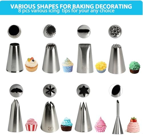 Reusable Cotton Piping Bags and Tips Set -Two 16inch Pastry Bags with