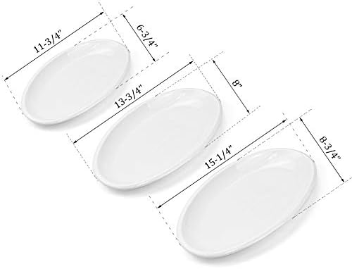 Foraineam Set of 3 Sizes Porcelain Oval Serving Platters White Dinner