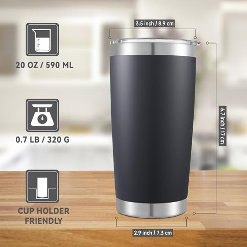 20 oz Tumblers Bulk Stainless Steel Tumbler with Lid, 6 Pack