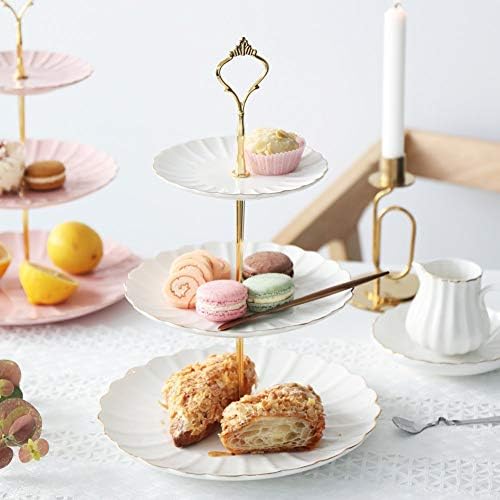 SWEEJAR 3 Tier Ceramic Cake Stand and Ceramic Sugar & Creamer Set