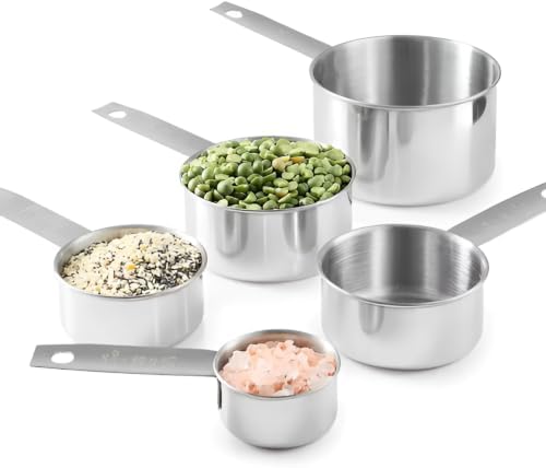 No Rust 10-Piece Stainless Steel Measuring Cups & Spoons Set, Cups and