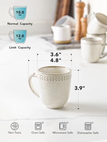 LE TAUCI Coffee Mugs Set of 6, 12 oz Ceramic Coffee Cups with Handle