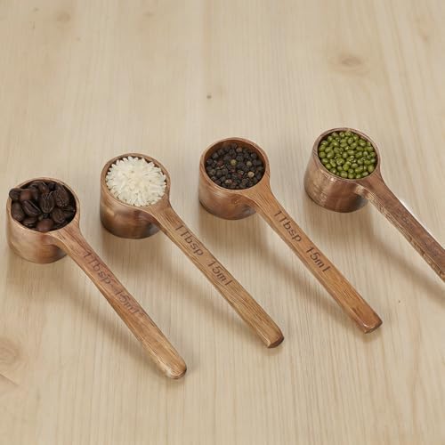 4 Pack Coffee Acacia Wooden Scoop Wooden Measuring Scoops for