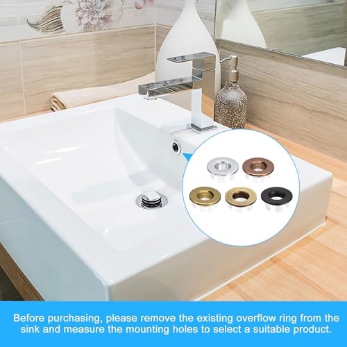 uxcell Sink Trim Overflow Cover, Sink Overflow Rings Bathroom Kitchen