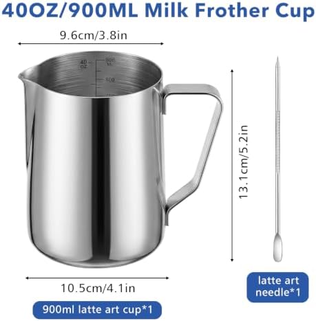 2 Pack Frothing Pitcher Set – 30oz Stainless Steel Milk Frothing