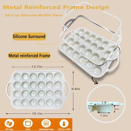 Silicone Mini Muffin Pan for Baking,Mini Muffin Pan With Metal