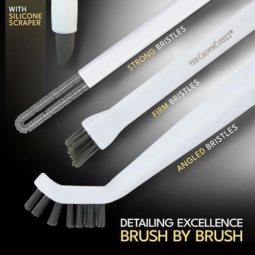 Small Cleaning Brush Set 3pcs—Crevice Brushes for Cleaning—Scrub