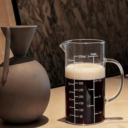Glass Measuring Cup with Handle, 500 ML High Borosilicate Glass Three