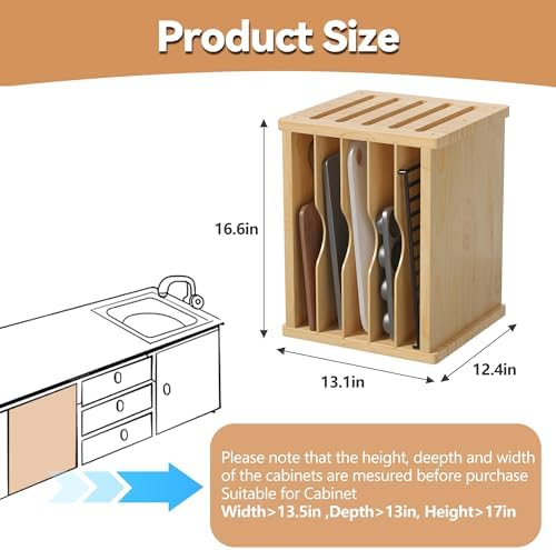tonchean 6 Tier Wooden Tray Dividers for Cabinets