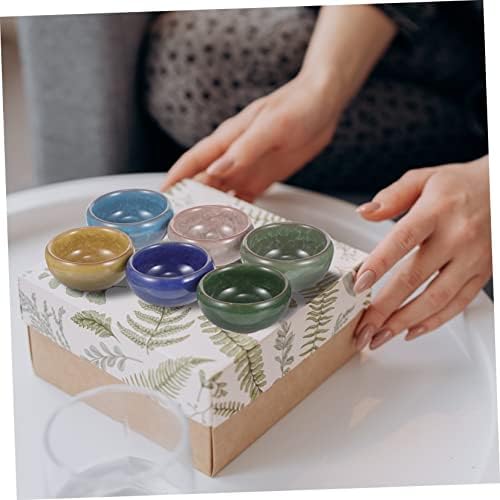 VICASKY 6pcs Essential Oil Mixing Bowl Spa Set Ice Cracked Ceramic