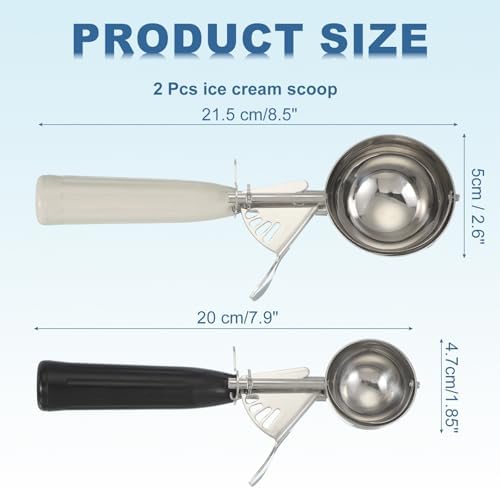 uxcell 2pcs Stainless Steel Ice Cream Scoop with Trigger, Cookie Scoop
