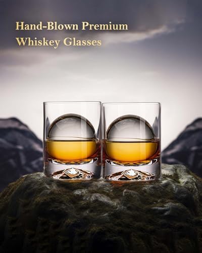 JBHO Hand Blown Crystal Double Old Fashioned Cocktail, Solid Whiskey