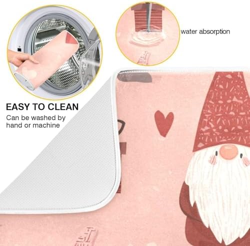 OTVEE Pastel Gift Print Dish Drying Mat for Kitchen Counter Absorbent